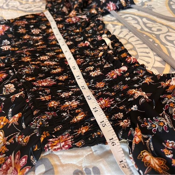 Altar’d state brown and black floral smocked ruffle mini dress, large - Picture 6 of 10